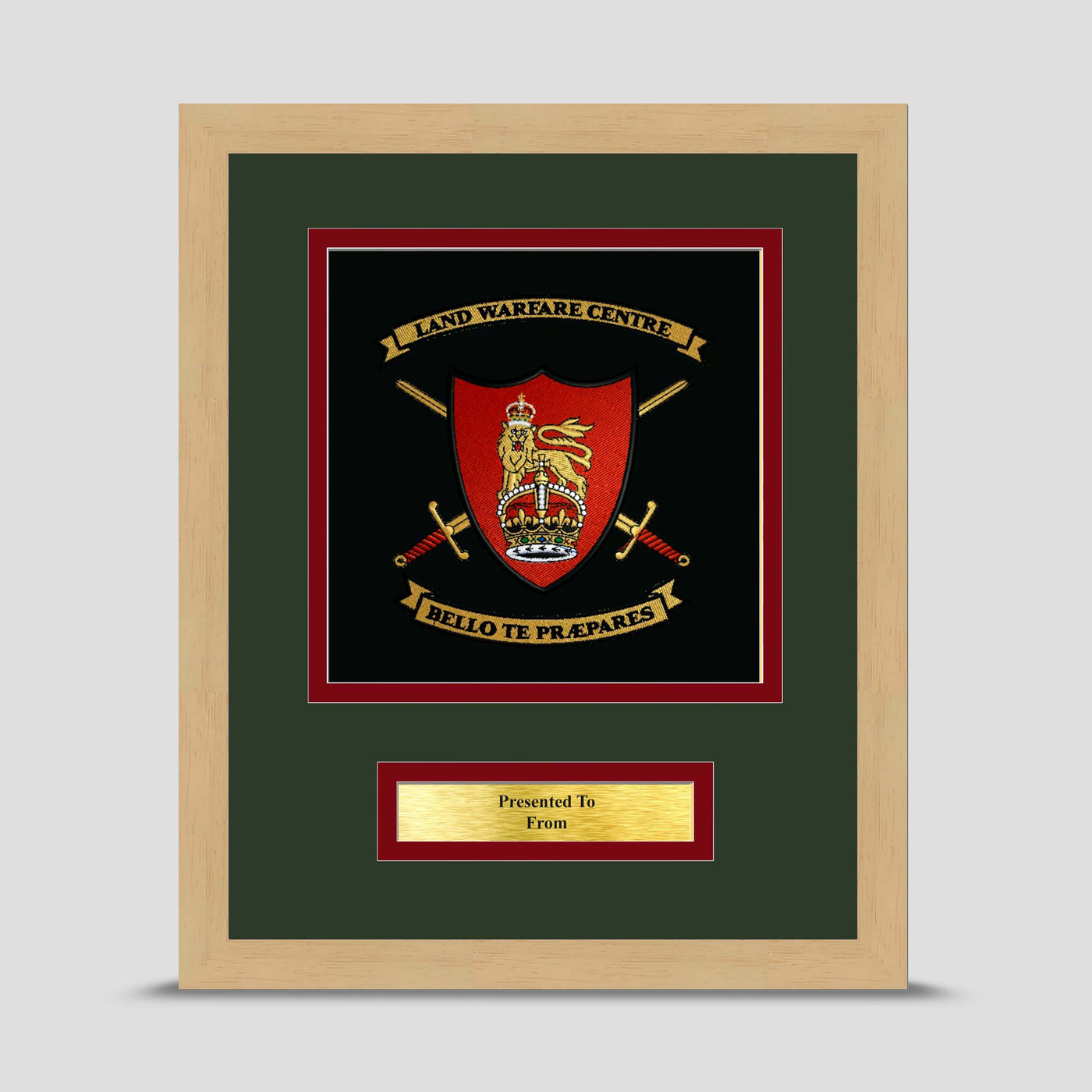 Land Warfare Centre Framed Military Embroidery Presentation