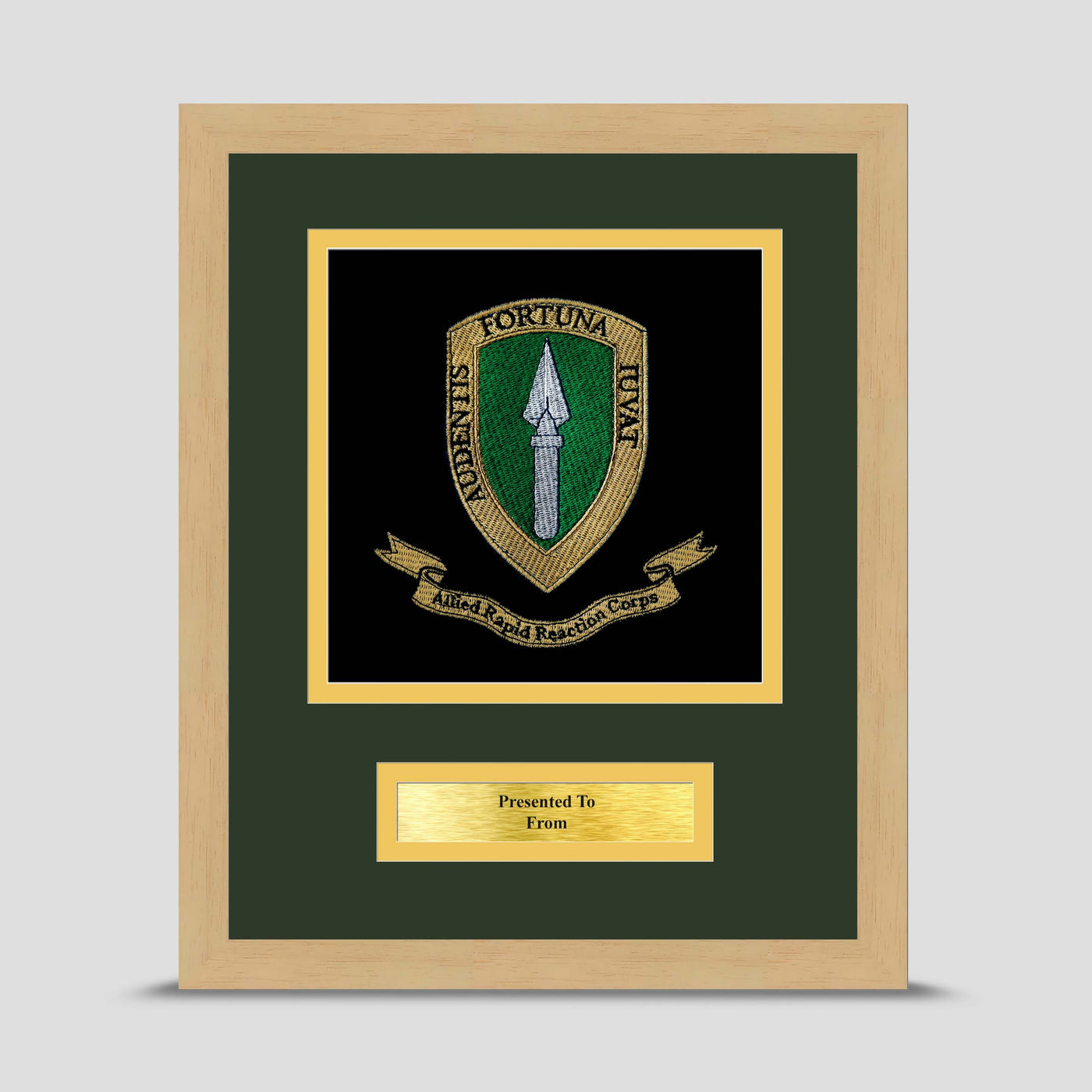 Allied Rapid Reaction Corps Framed Military Embroidery Presentation