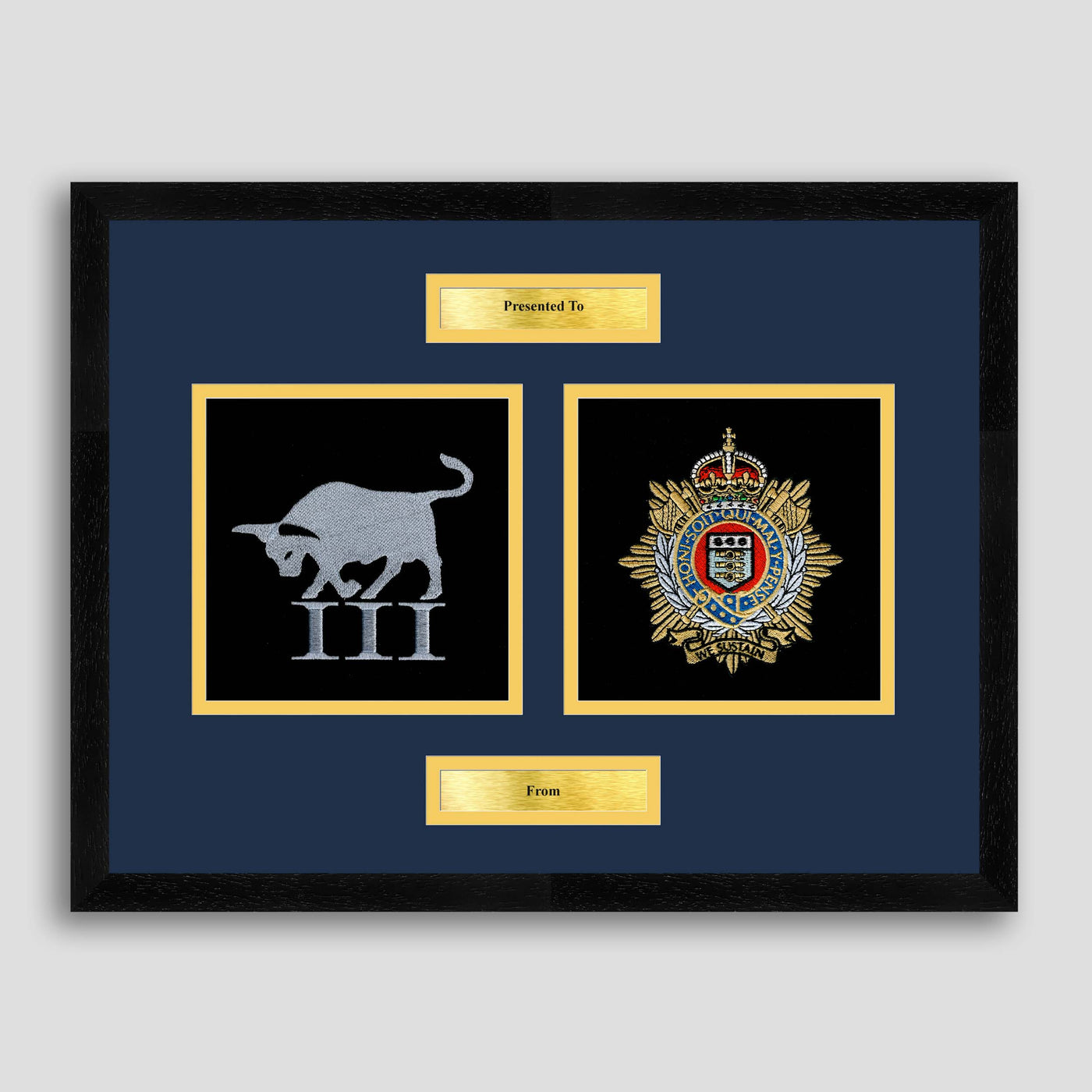 Royal Logistic Corps & 3Bn REME Framed Military Embroidery Presentation