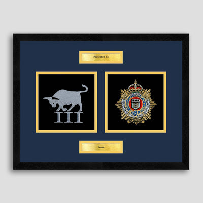 Royal Logistic Corps & 3Bn REME Framed Military Embroidery Presentation