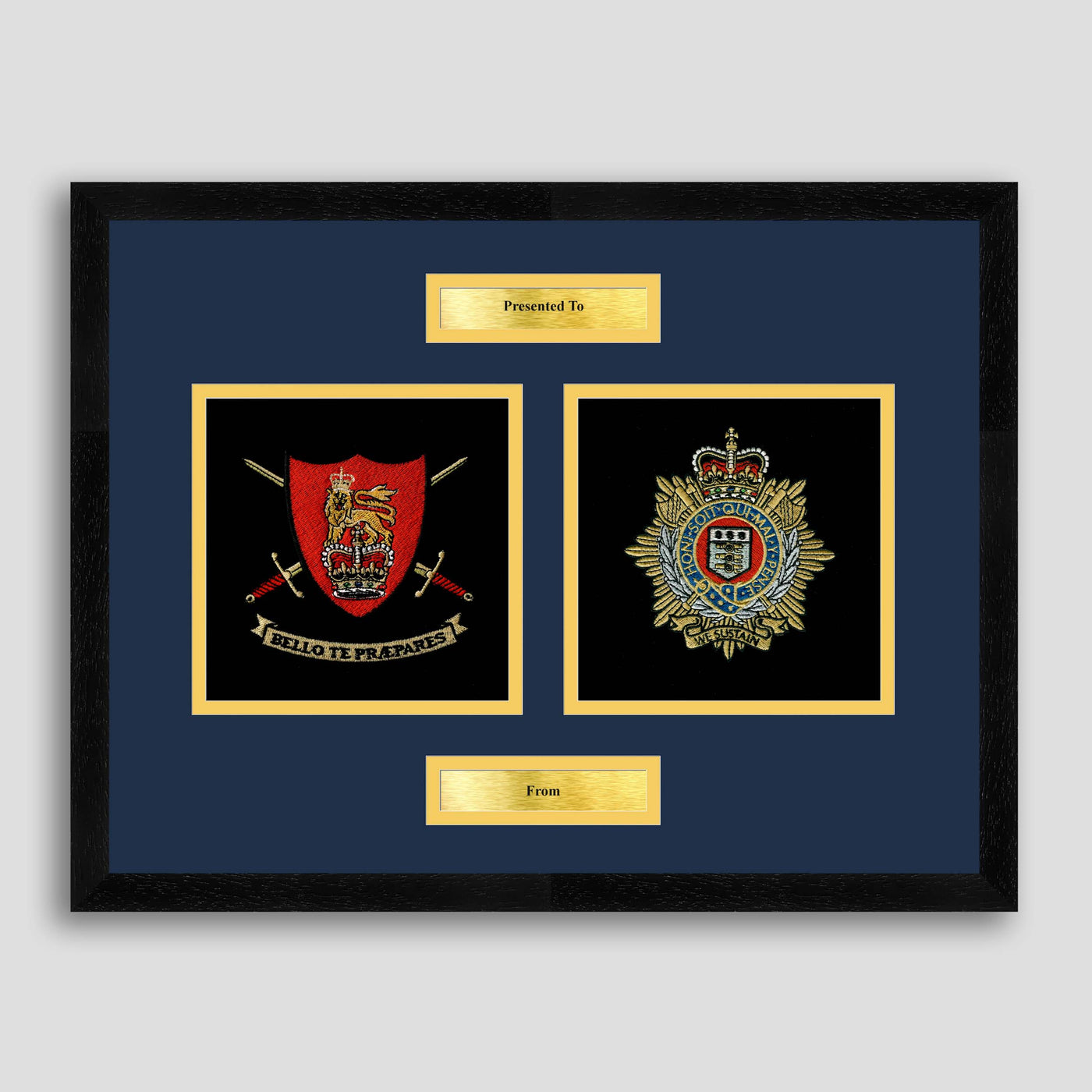 Army Training Regiment & Royal Logistic Corps Framed Military Embroidery Presentation