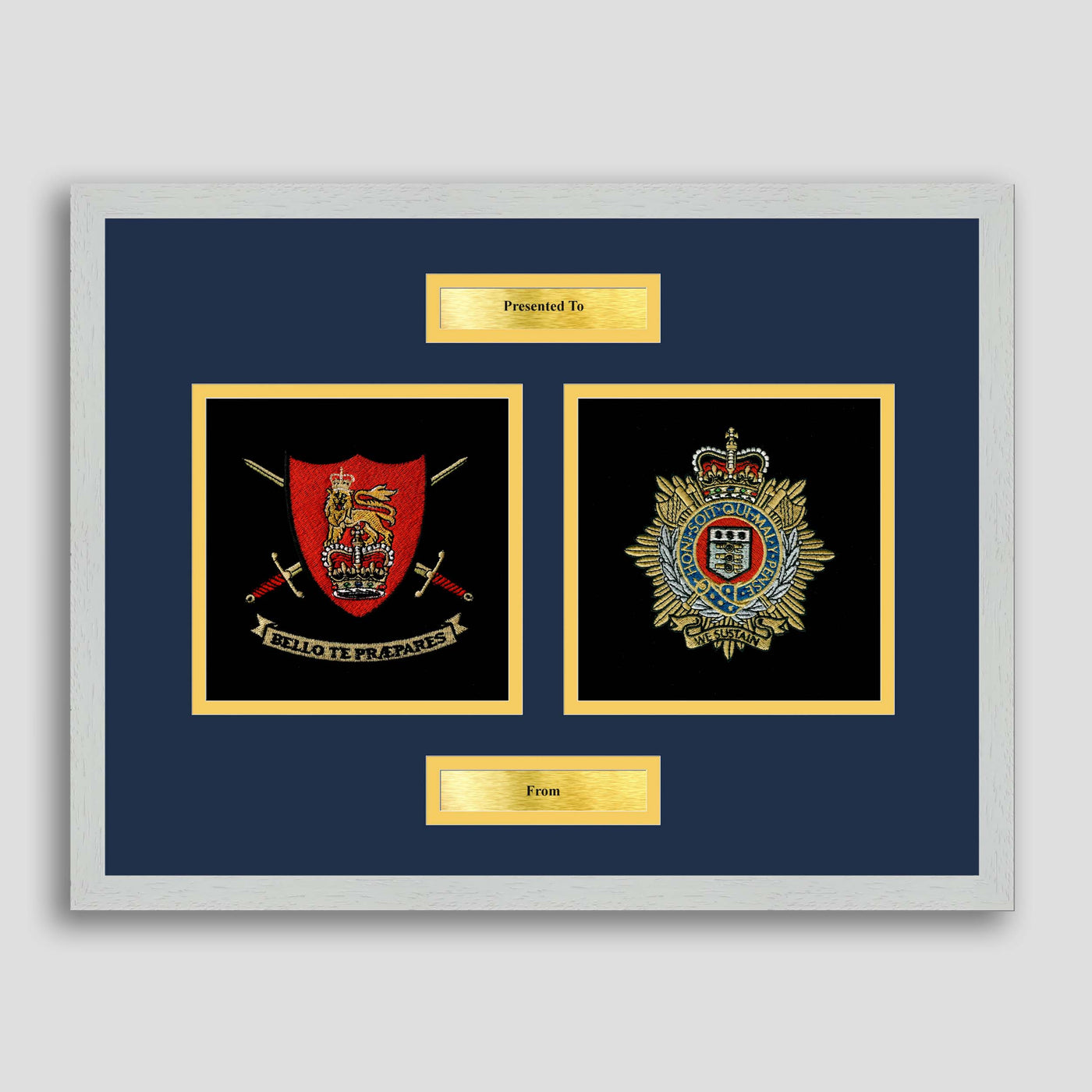 Army Training Regiment & Royal Logistic Corps Framed Military Embroidery Presentation