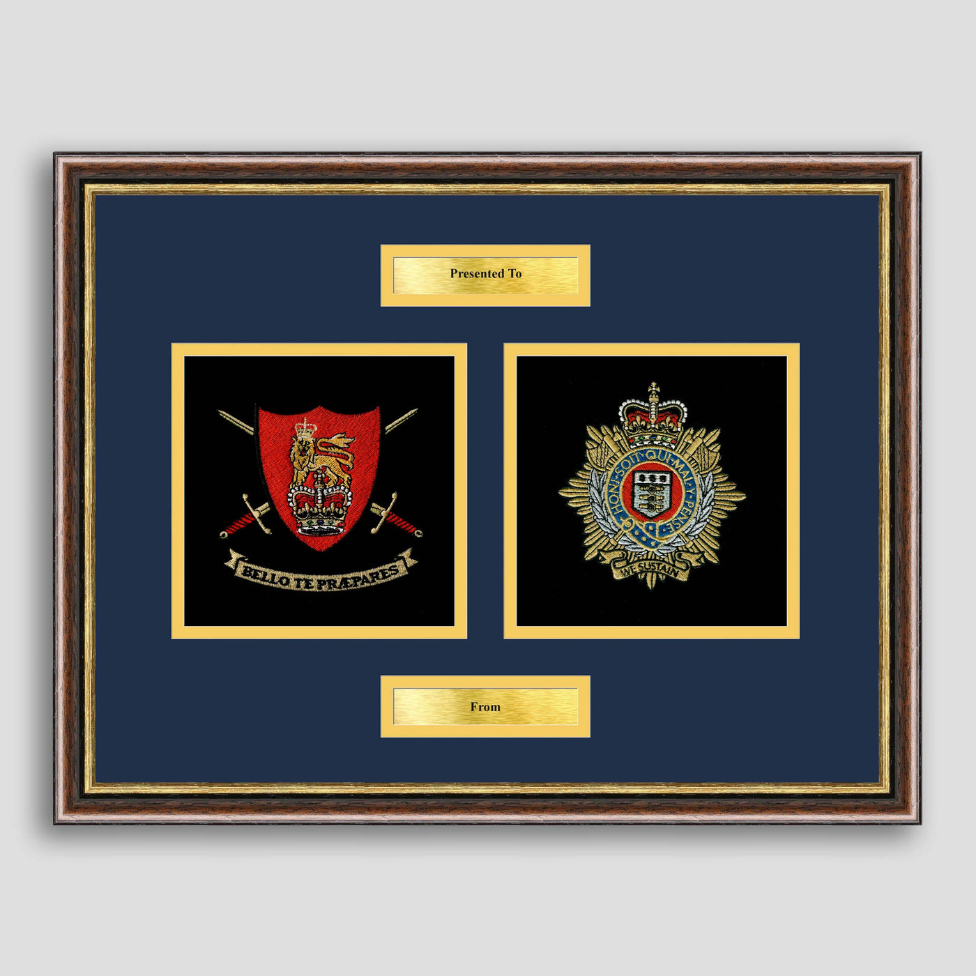 Army Training Regiment & Royal Logistic Corps Framed Military Embroidery Presentation