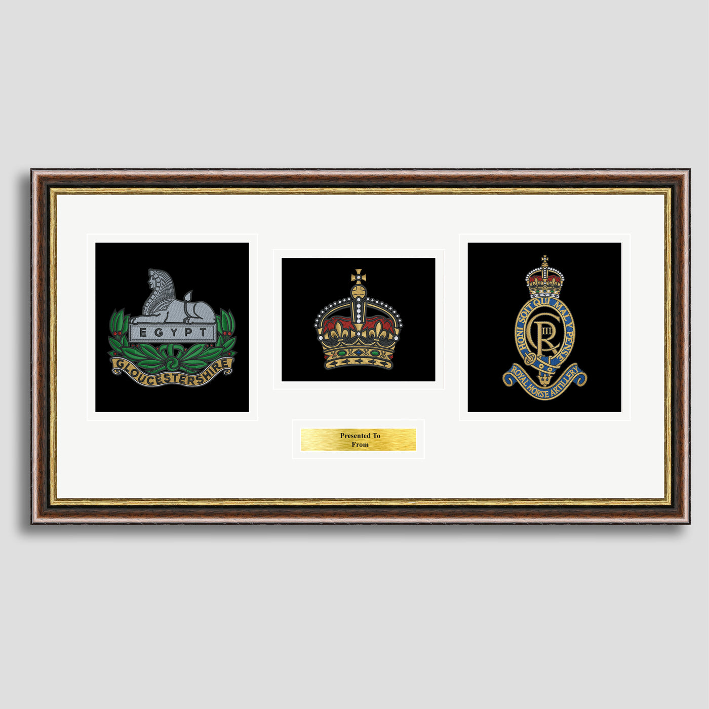 Gloucestershire Regiment & RHA Crest with Rank Embroidery Presentation ...