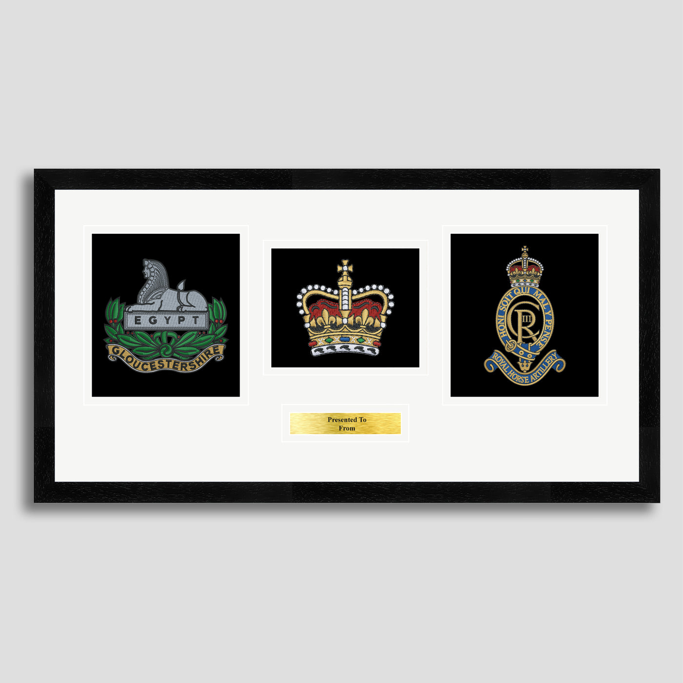 Gloucestershire Regiment & RHA Crest with Rank Embroidery Presentation ...