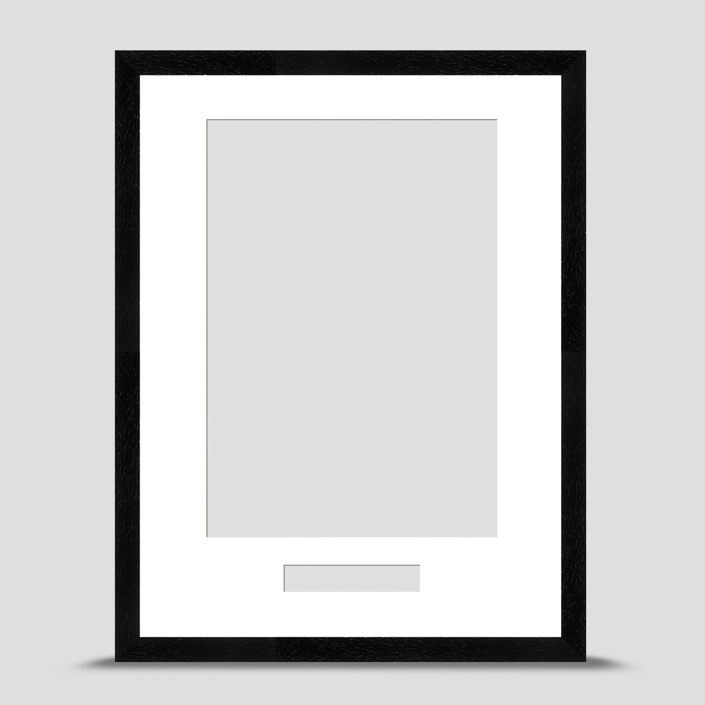 16x12 Classic Black Picture Frame Including a A4 Mount with text box - Portrait