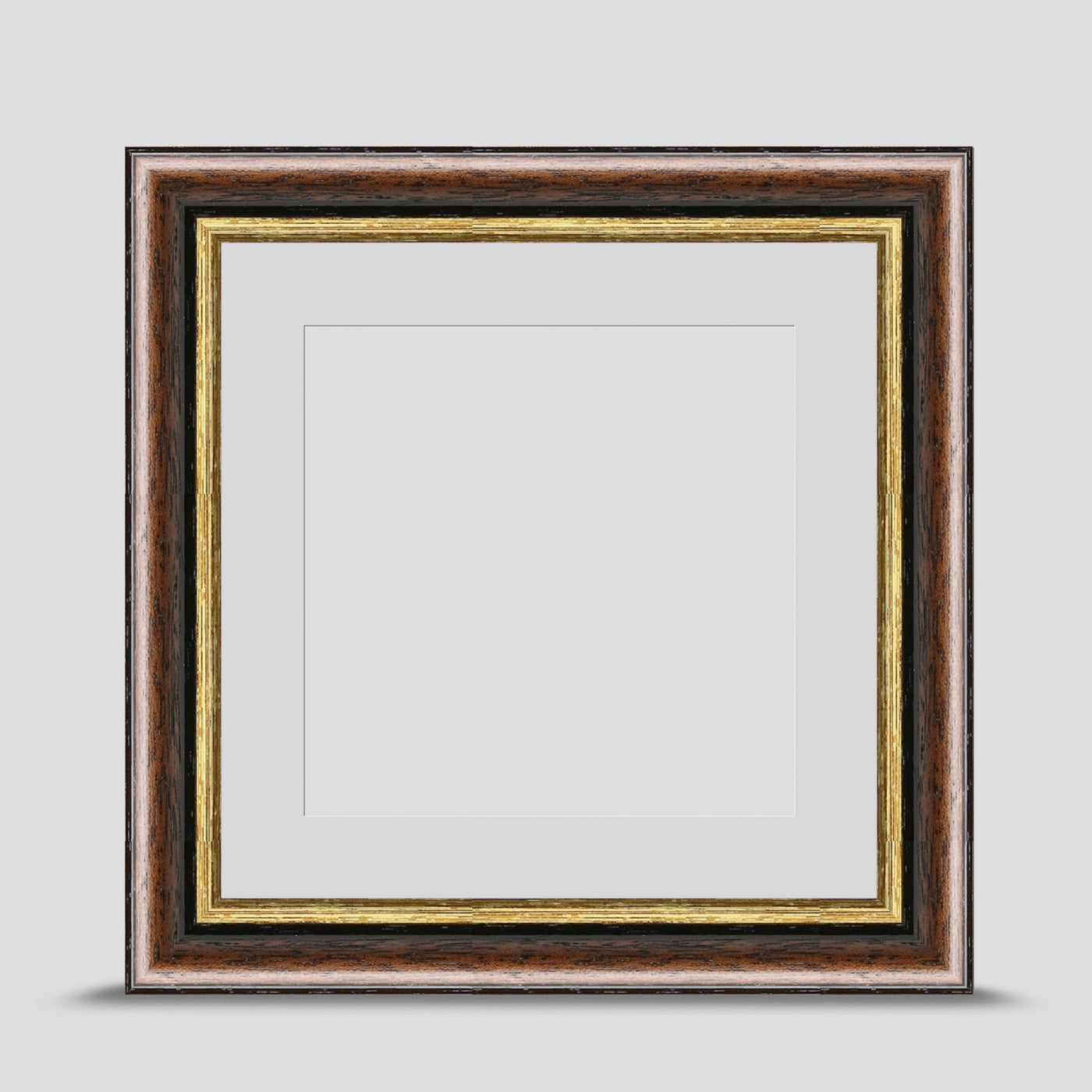 6x6 Brown & Gold Picture Frame with a 4x4 Mount