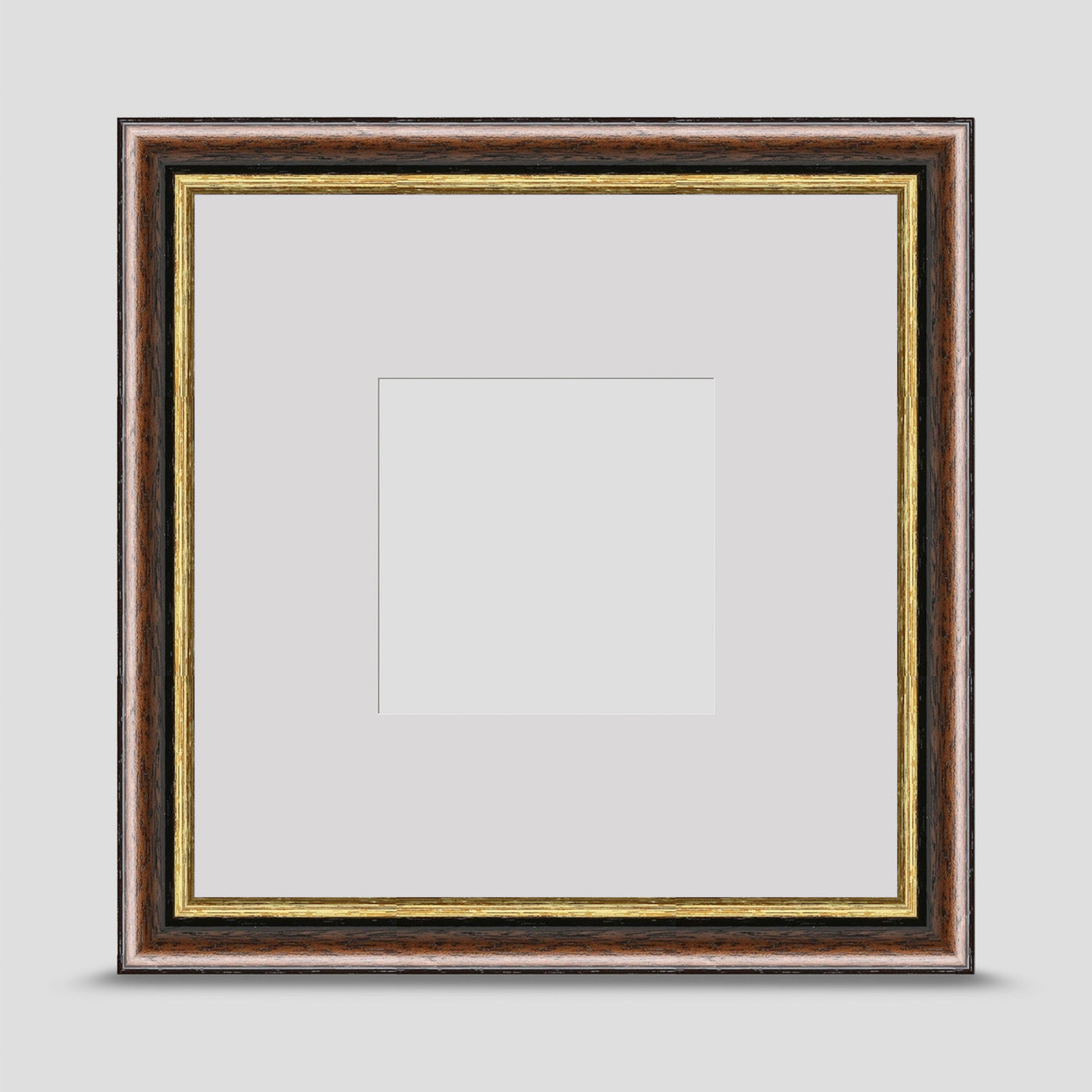 8x8 Brown & Gold Picture Frame with a 4x4 Mount