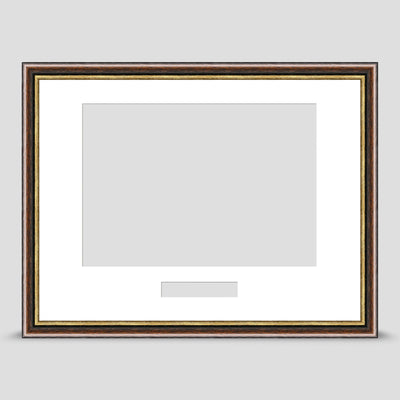 16x12 Brown & Gold Picture Frame Including a A4 Mount with text box - Landscape