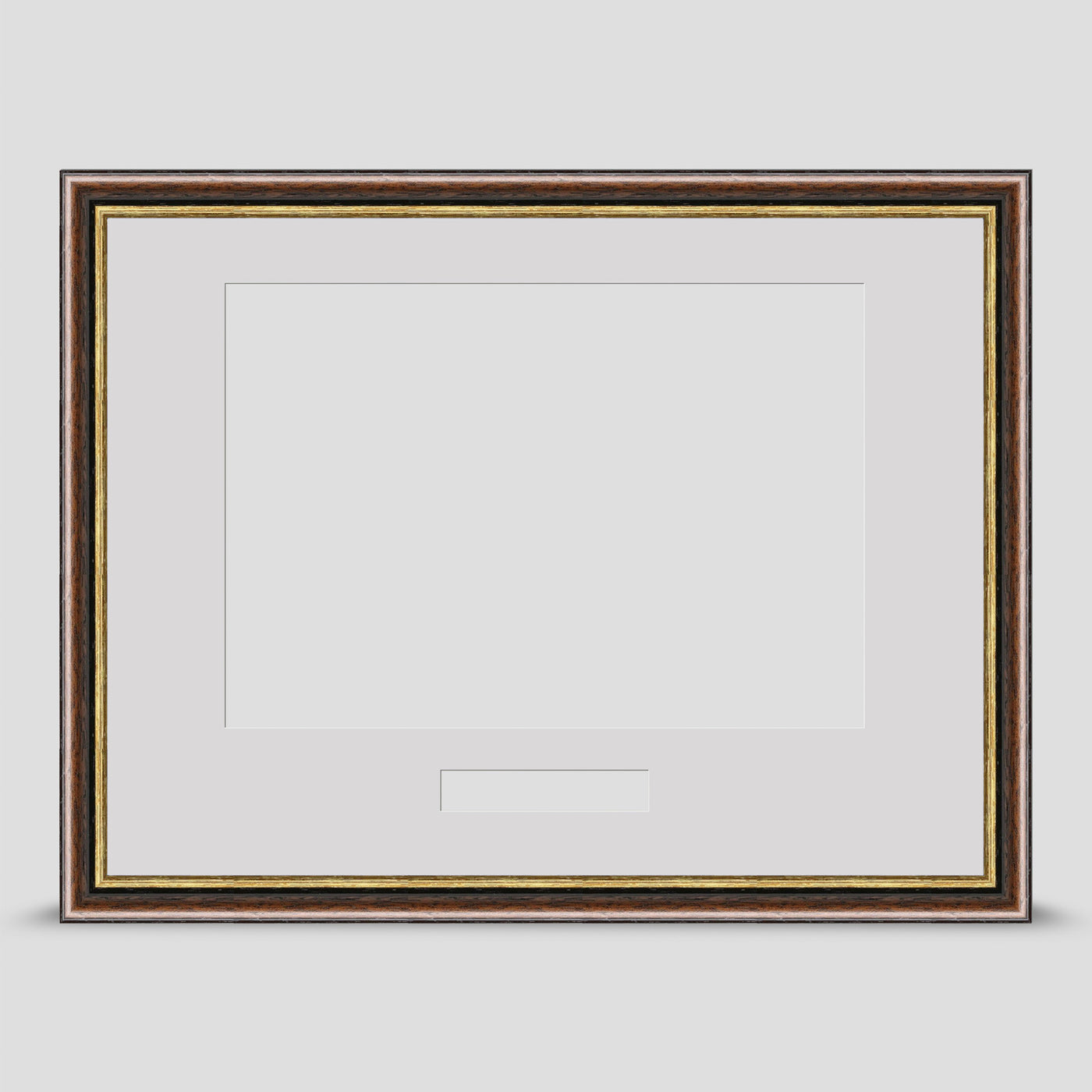 16x12 Brown & Gold Picture Frame Including a A4 Mount with text box - Landscape