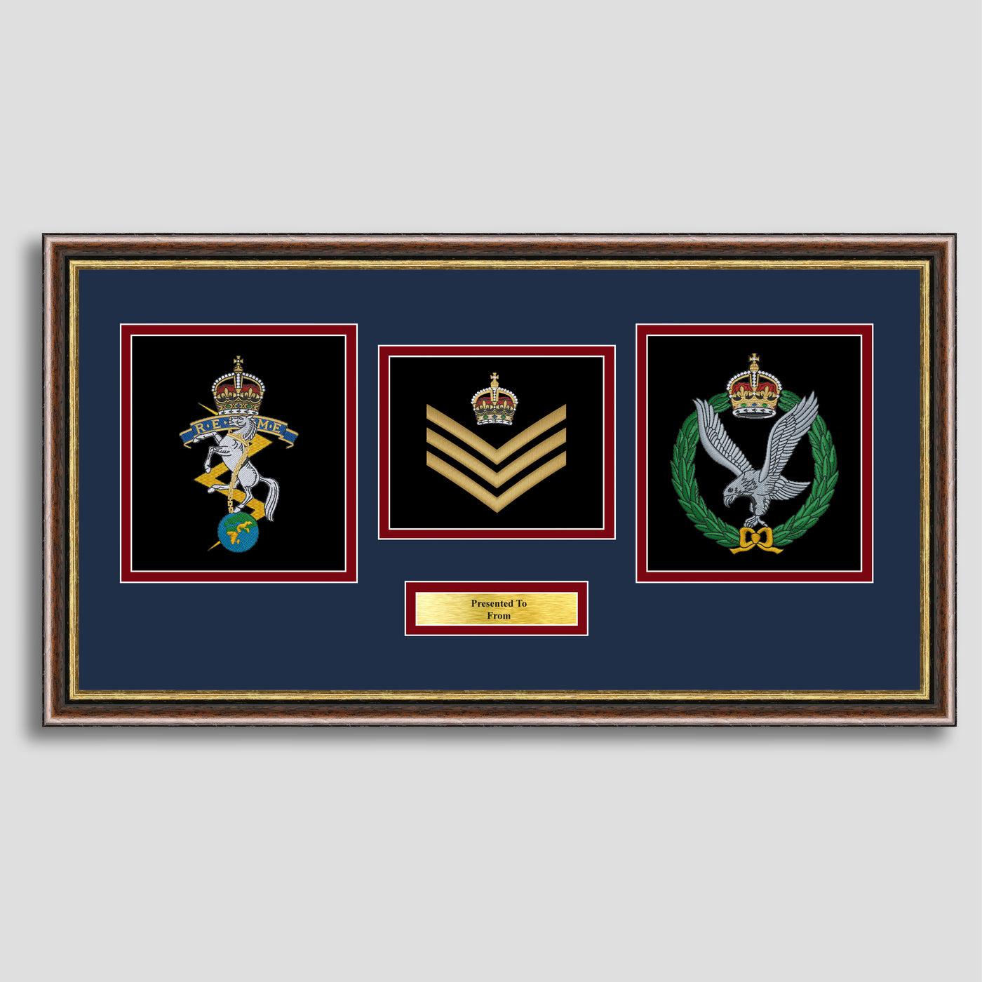 REME & Army Air Corps Crest with Rank Embroidery Presentation – Mark ...
