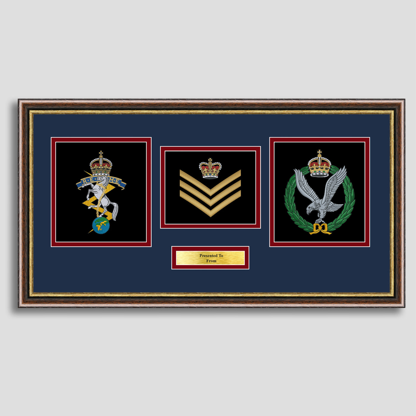 REME & Army Air Corps Crest with Rank Embroidery Presentation – Mark ...