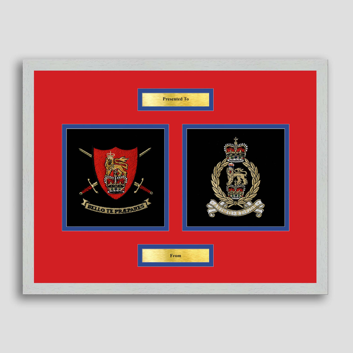 Army Training Regiment & AGC Framed Military Embroidery Presentation