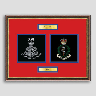 16 Regiment Royal Artillery and RAMC Framed Military Embroidery Presentation