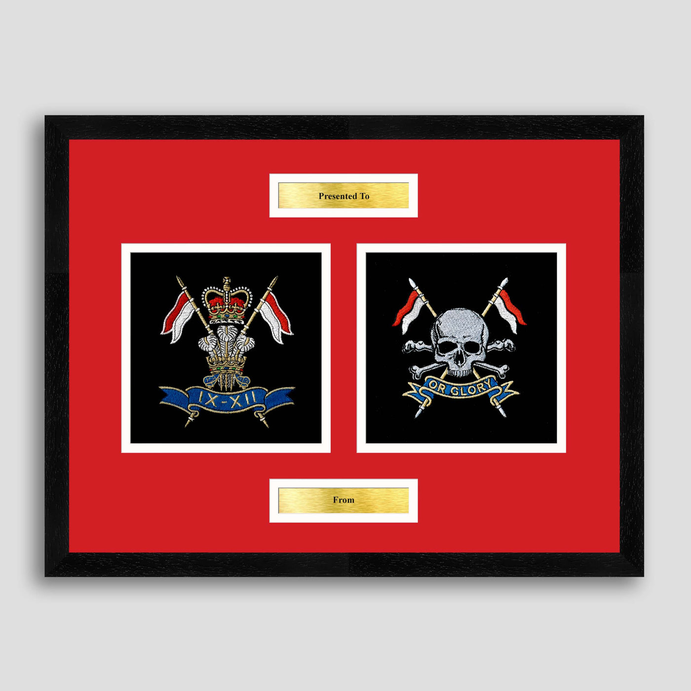 9th/12th Lancers & The Royal Lancers Framed Military Embroidery Presentation