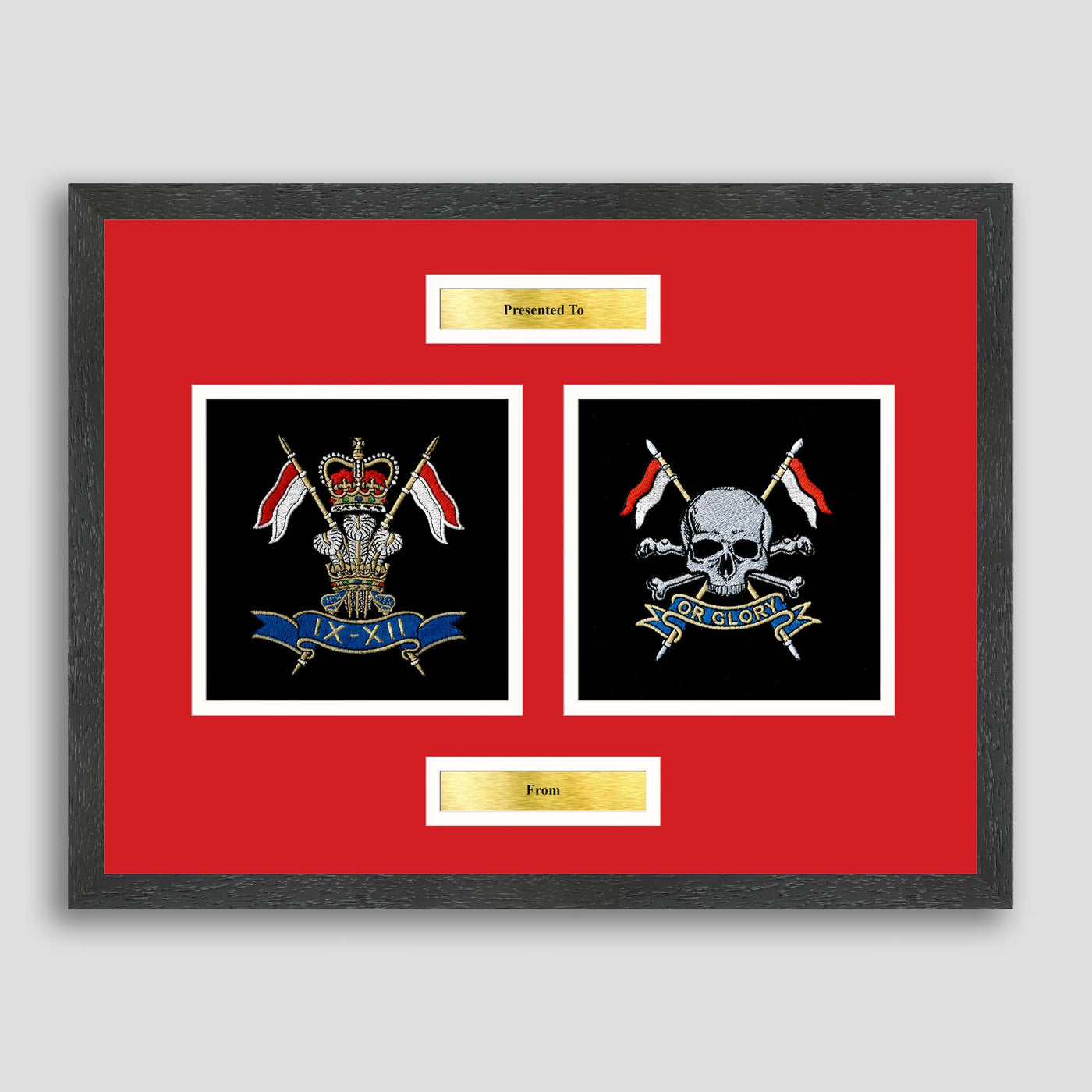 9th/12th Lancers & The Royal Lancers Framed Military Embroidery Presentation