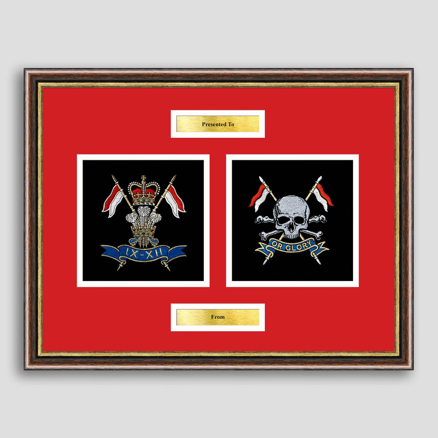 9th/12th Lancers & The Royal Lancers Framed Military Embroidery Presentation