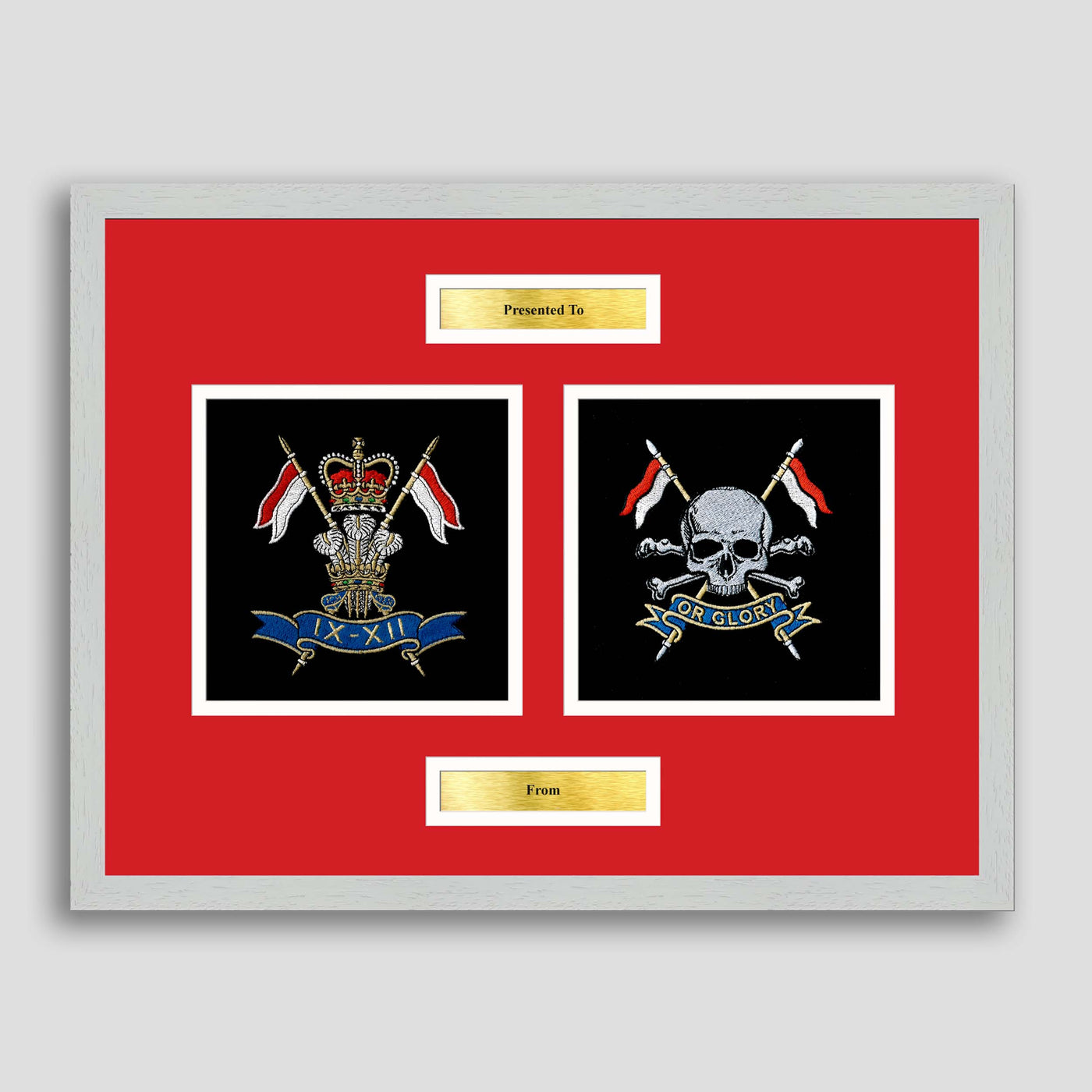 9th/12th Lancers & The Royal Lancers Framed Military Embroidery Presentation