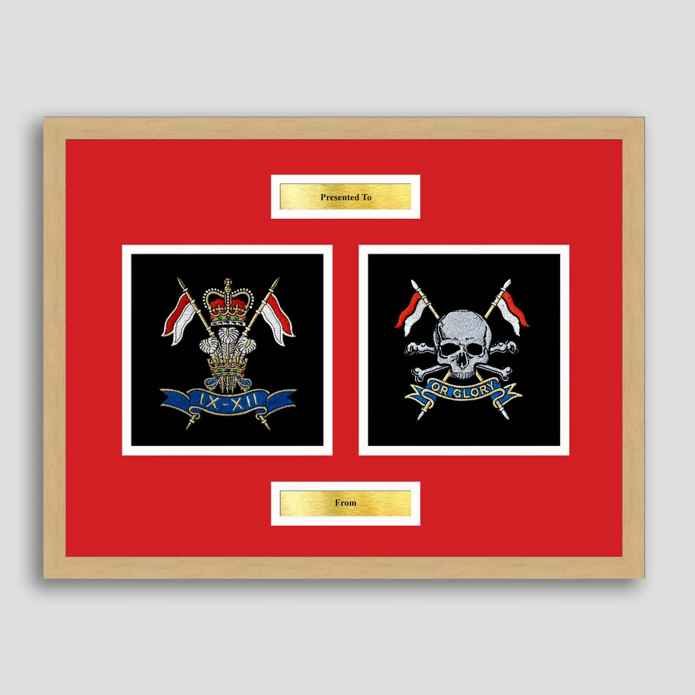 9th/12th Lancers & The Royal Lancers Framed Military Embroidery Presentation