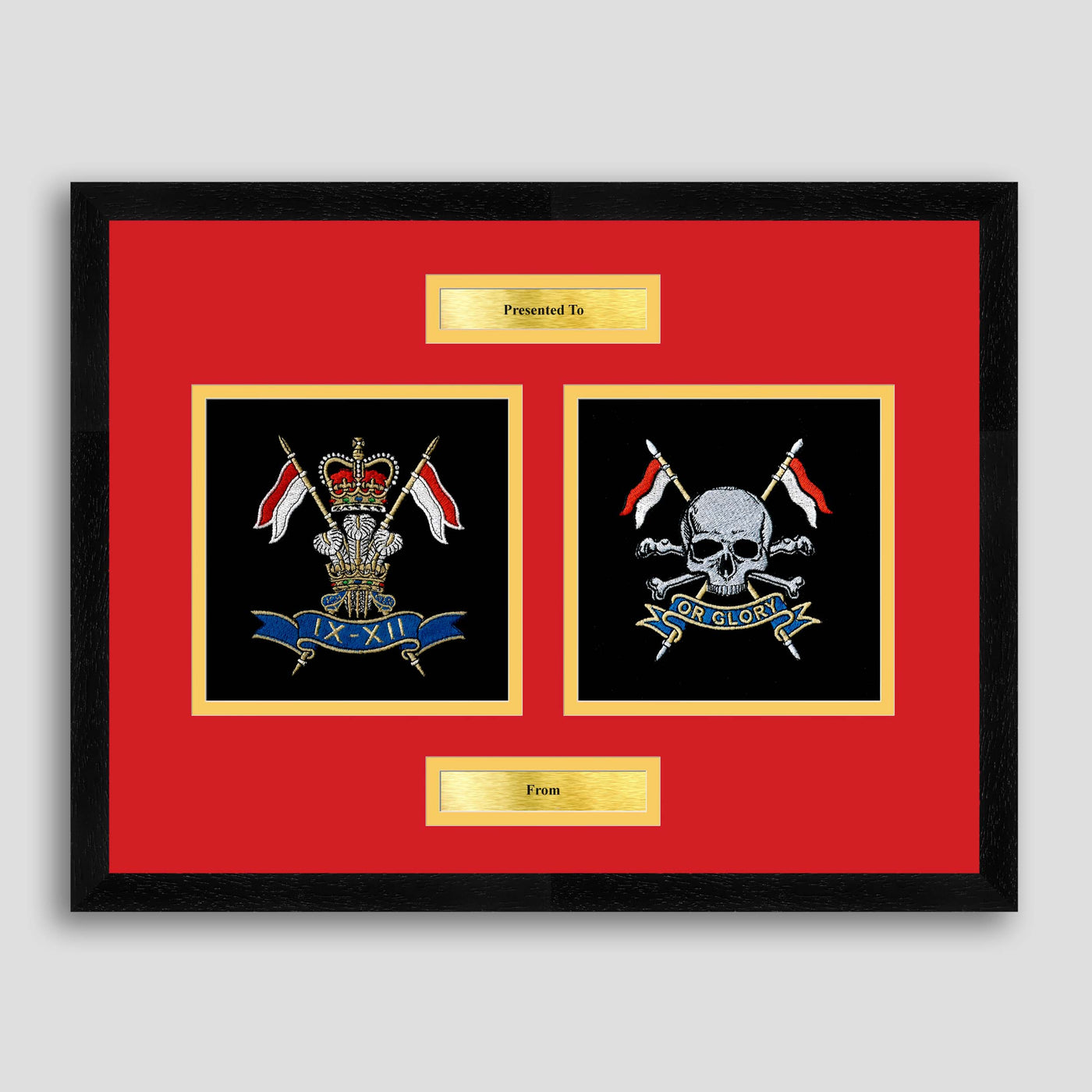 9th/12th Lancers & The Royal Lancers Framed Military Embroidery Presentation