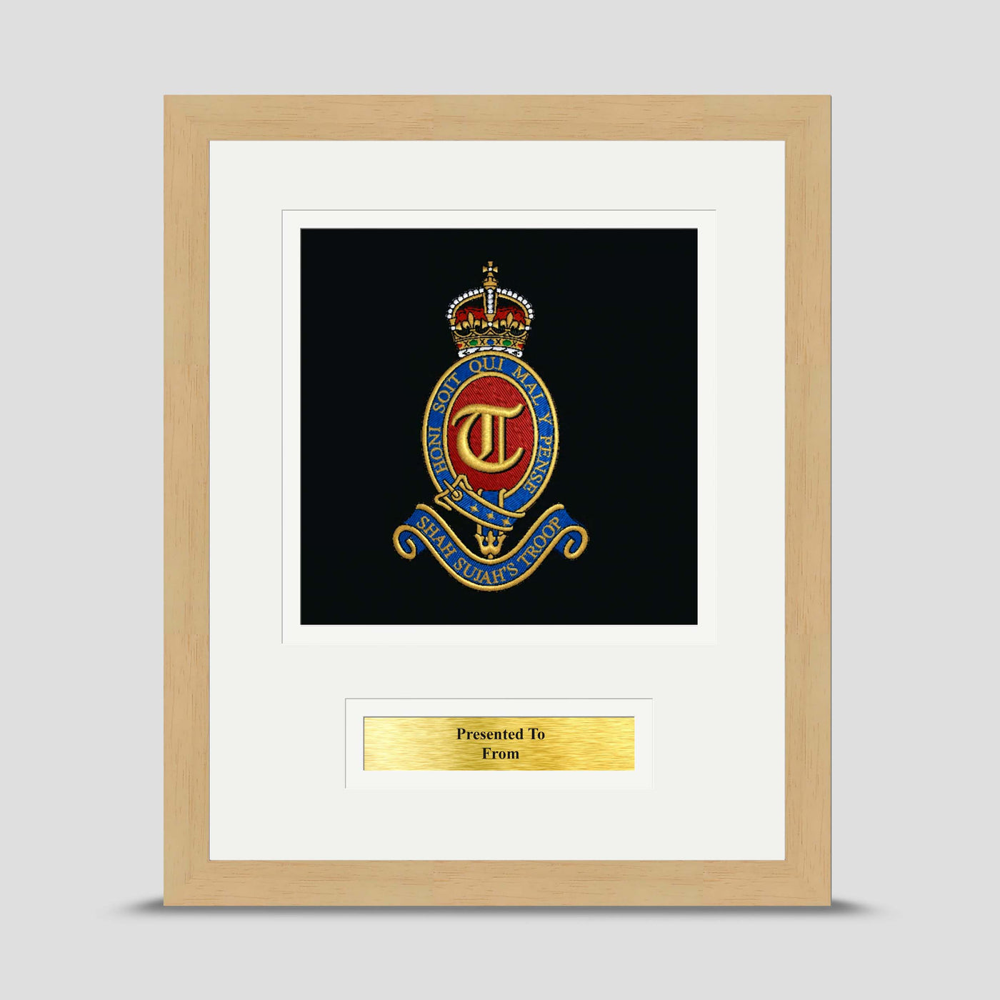 T Battery (Shah Sujah's Troop)  12 Regiment Royal Artillery Framed Military Embroidery Presentation