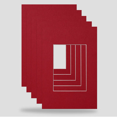 6x4 inch picture framing mounts available in crimson dark red colour to hold a 3.x2.5 inch print, photograph or art.  Ideal for the professional framer, artist, hobbyist or anyone wishing to enhance their picture frames.