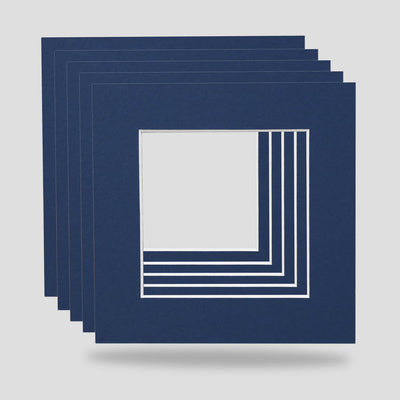 Dark blue 6x6 picture frame mounts available in a variety of colours. Machine cut for the perfect cut, ideal for prints, arts, photographs and objects.  Standard size picture frame mounts are 1400 micron thick and conservation grade.