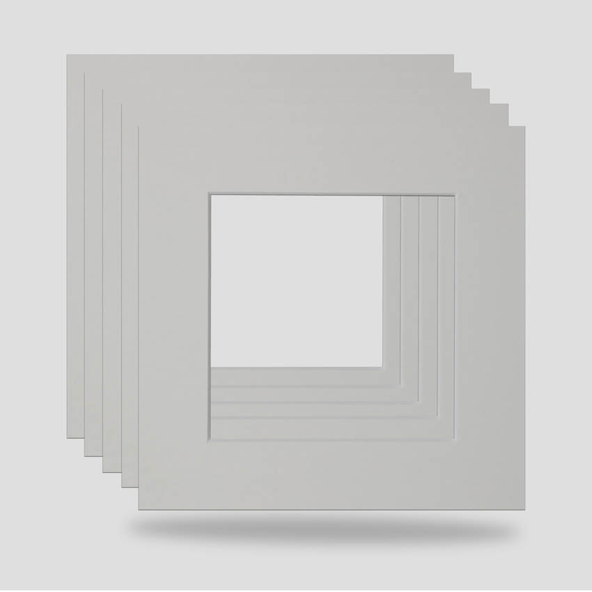 Soft off white 6x6 picture frame mounts available in a variety of colours. Machine cut for the perfect cut, ideal for prints, arts, photographs and objects.  Standard size picture frame mounts are 1400 micron thick and conservation grade.