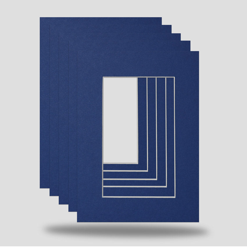 Blue- 7x5 inch picture framing mounts available in blue colour to hold a 5x3 inch print, photograph or art.  Ideal for the professional framer, artist, hobbyist or anyone wishing to enhance their picture frames.