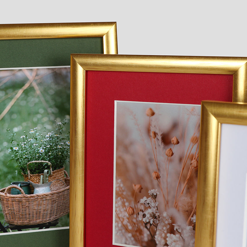 Triple Photo Frame Thin Cushioned Gold available in 5x3.5, 6x4 & 7x5 sizes