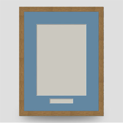 16x12 Classic Oak Style Picture Frame Including a A4 Mount with text box - Portrait