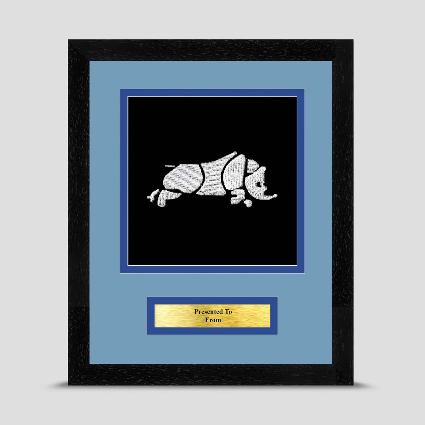 1 Signal Regiment Rhino Framed Military Embroidery Presentation