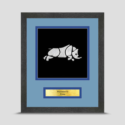 1 Signal Regiment Rhino Framed Military Embroidery Presentation