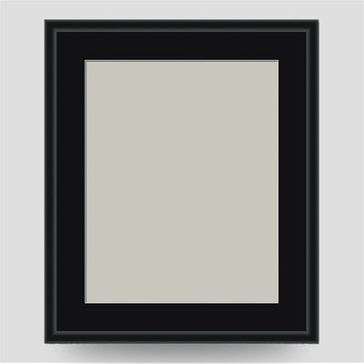 12x10 Thin Black Cushion Picture Frame with a 10x8 Mount