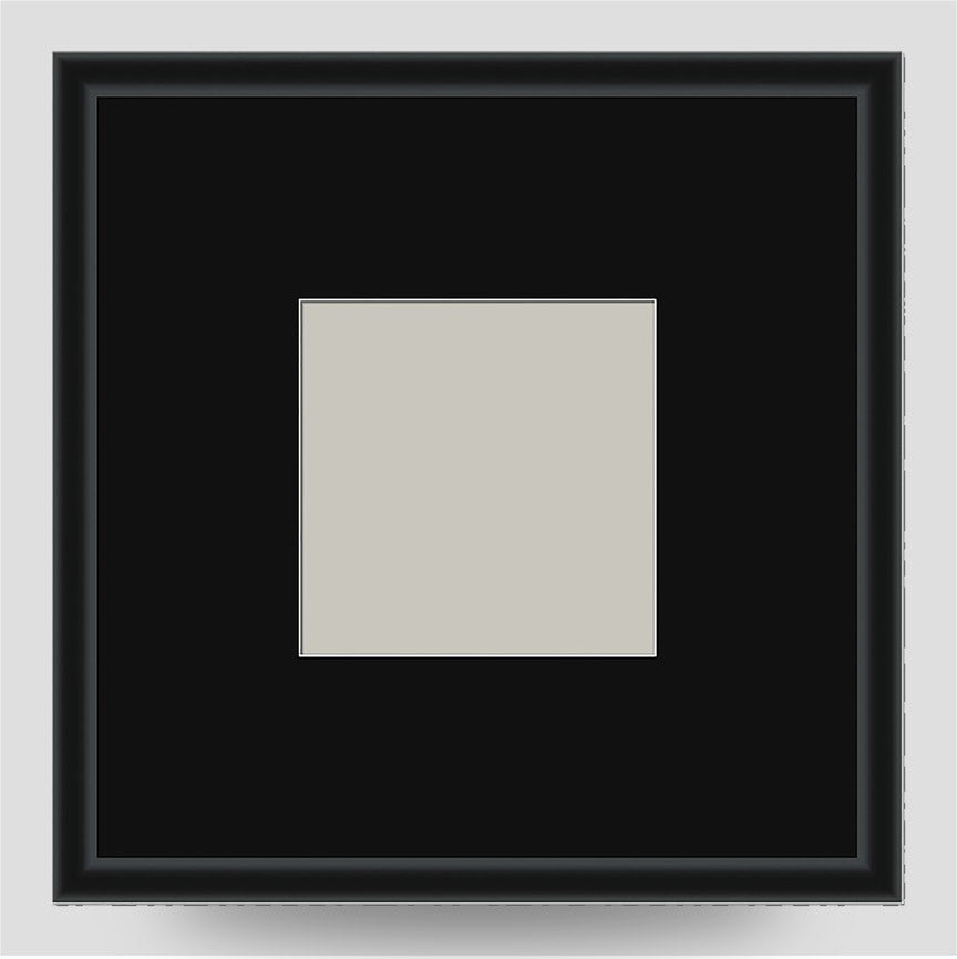 8x8 Thin Black Cushion Picture Frame with a 4x4 Mount