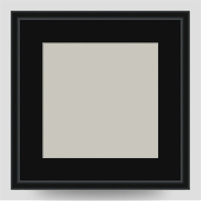 8x8 Thin Black Cushion Picture Frame with a 6x6 Mount