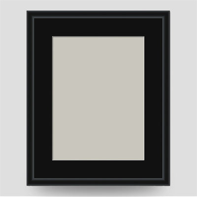 10x8 Thin Black Cushion Picture Frame with a 8x6 Mount