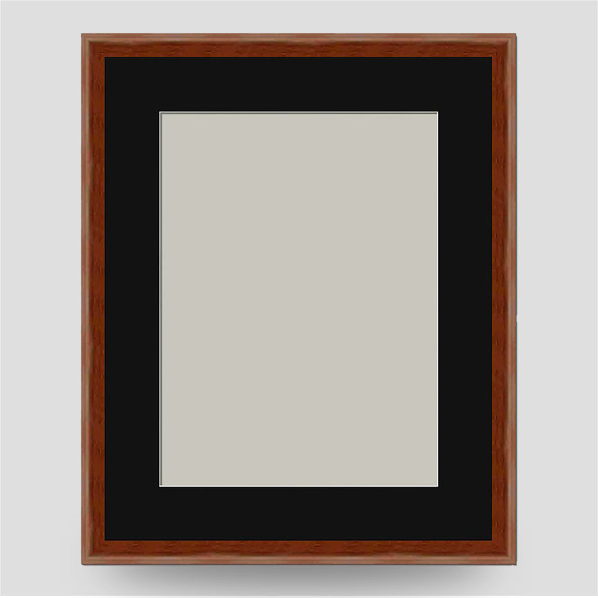 10x8 Thin Brown Cushion Picture Frame with a 8x6 Mount