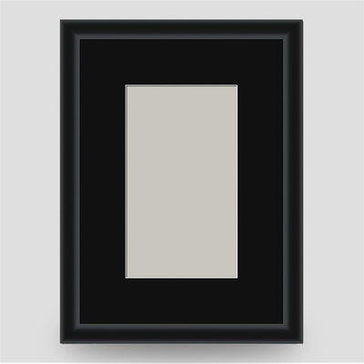 7x5 Thin Black Cushion Picture Frame with a 5x3 Mount