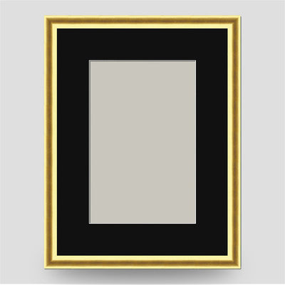 8x6 Thin Gold Cushion Picture Frame with a 6x4 Mount
