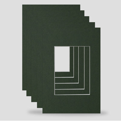 6x4 inch picture framing mounts available in dark green colour to hold a 3.x2.5 inch print, photograph or art.  Ideal for the professional framer, artist, hobbyist or anyone wishing to enhance their picture frames.