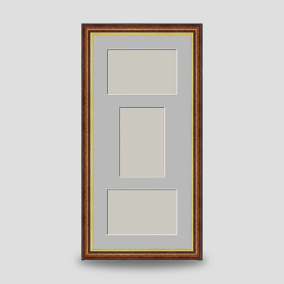 Triple Photo Frame Brown with Gold Trim available in 5x3.5, 6x4 & 7x5 size