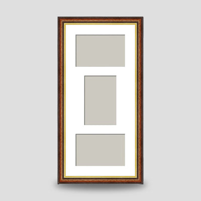 Triple Photo Frame Brown with Gold Trim available in 5x3.5, 6x4 & 7x5 size