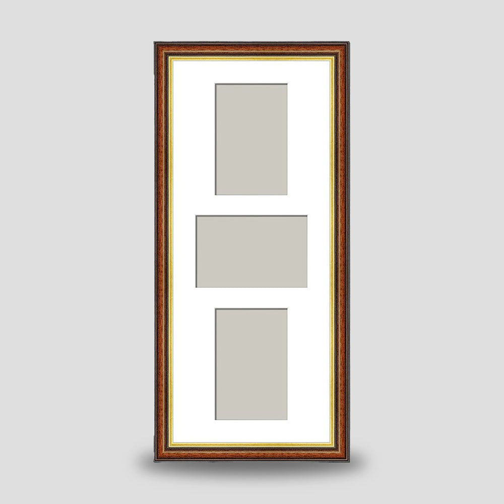 Triple Brown with Gold Trim Photo Frame available in 5x3.5, 6x4 & 7x5 size