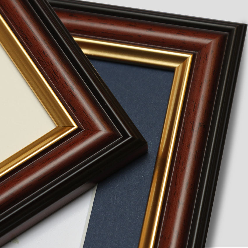 Triple Portrait Photo Frame Brown with Gold Trim available in 5x3.5, 6x4 & 7x5 size