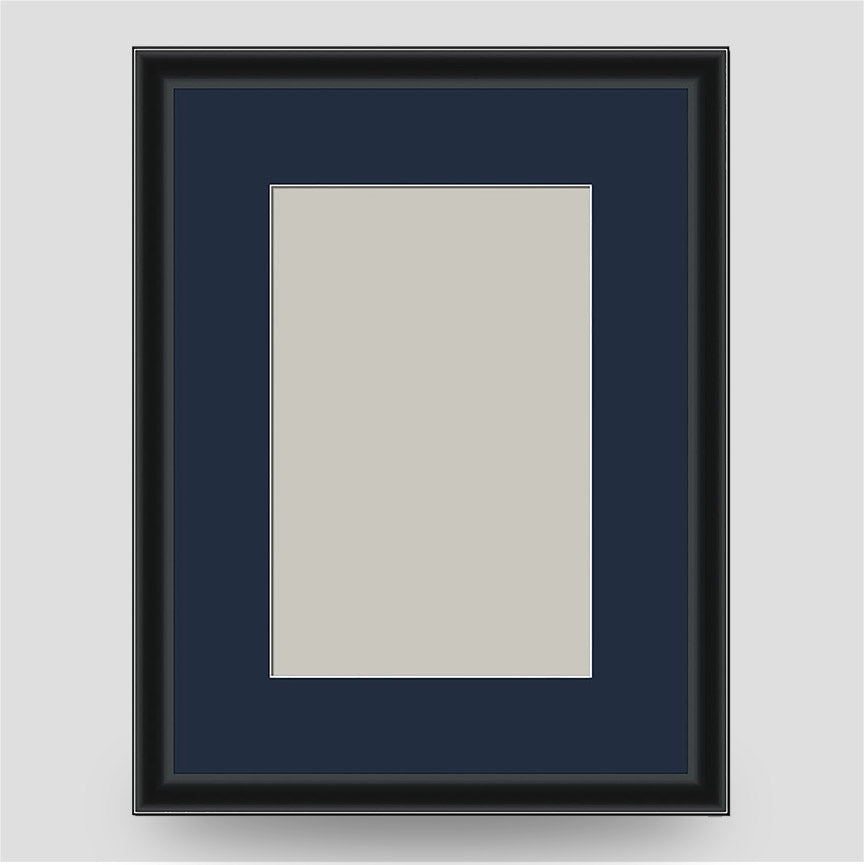 8x6 Thin Black Picture Frame with a 6x4 Mount