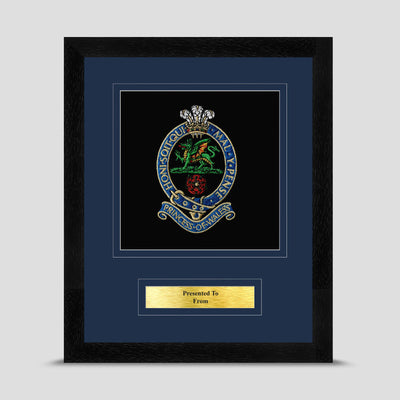 Princess of Wales's Royal Regiment Framed Military Embroidery Presentation