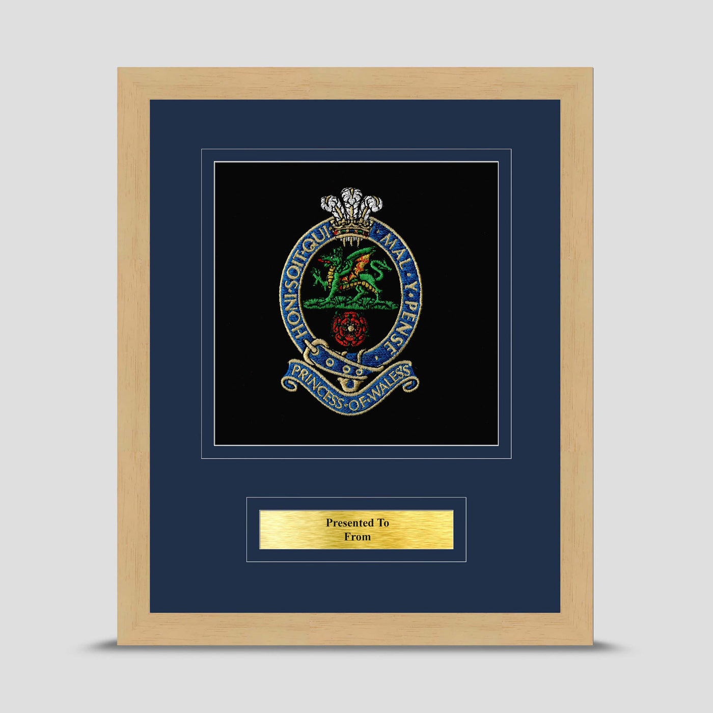 Princess of Wales's Royal Regiment Framed Military Embroidery Presentation