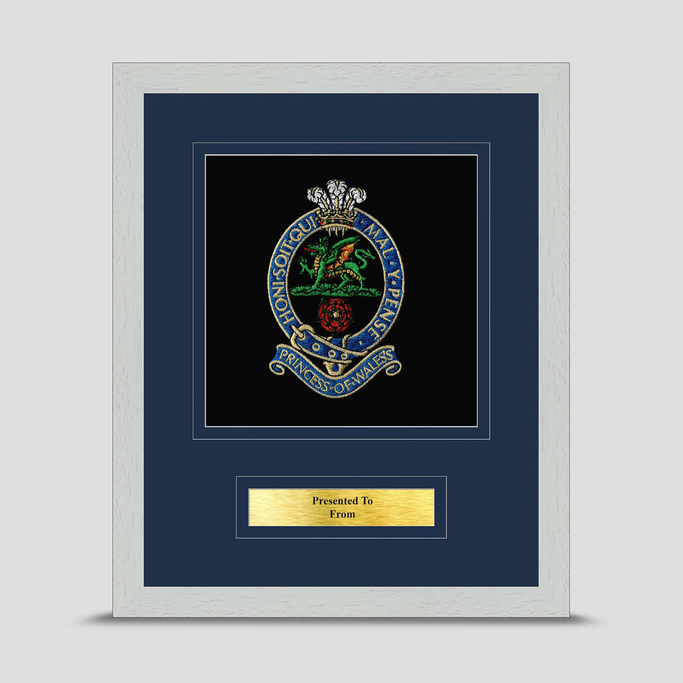 Princess of Wales's Royal Regiment Framed Military Embroidery Presentation