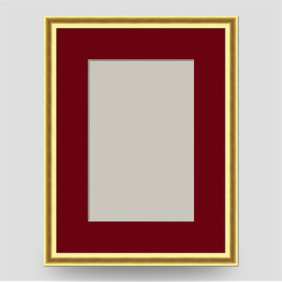 8x6 Thin Gold Cushion Picture Frame with a 6x4 Mount